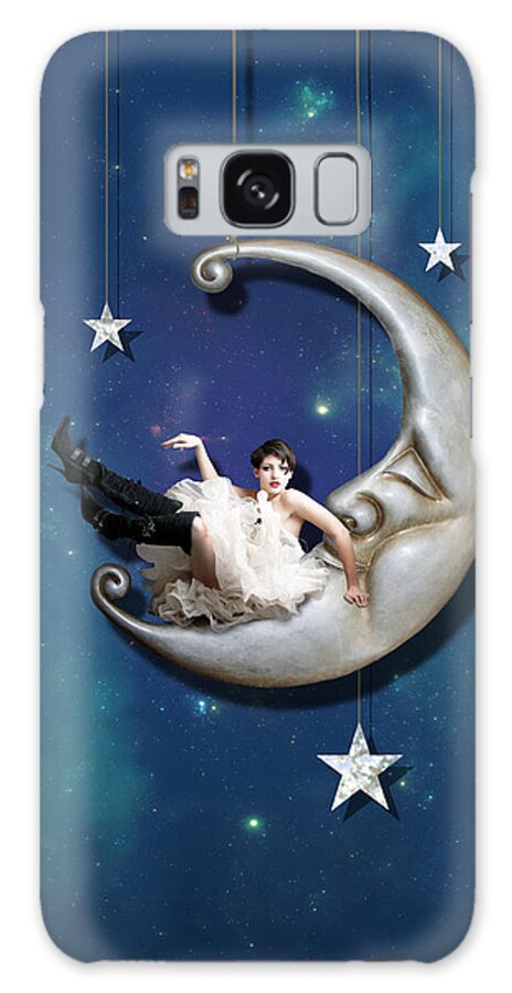 Moon Galaxy Case featuring the digital art Paper Moon by Linda Lees