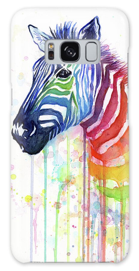 Rainbow Galaxy Case featuring the painting Rainbow Zebra - Ode to Fruit Stripes by Olga Shvartsur