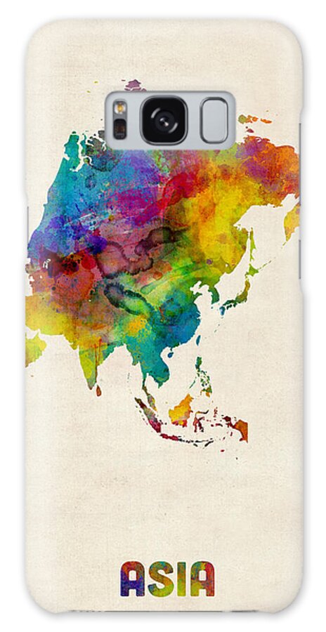 Asia Galaxy Case featuring the digital art Asia Continent Watercolor Map by Michael Tompsett