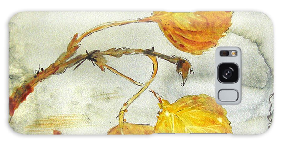 Aspen Leaves Watercolor Galaxy Case featuring the painting Aspen Leaves by Dawn Derman