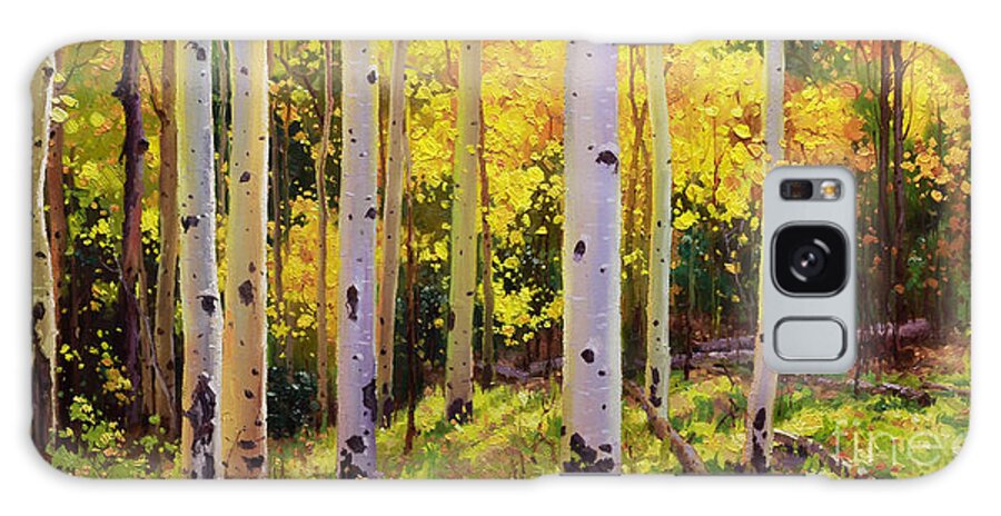 Aspen Forest Tree Galaxy Case featuring the painting Aspen Symphony by Gary Kim