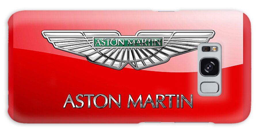 Wheels Of Fortune� Collection By Serge Averbukh Galaxy Case featuring the photograph Aston Martin - 3 D Badge on Red by Serge Averbukh