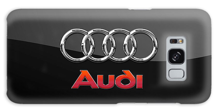 'wheels Of Fortune' Collection By Serge Averbukh Galaxy Case featuring the photograph Audi 3 D Badge on Black by Serge Averbukh