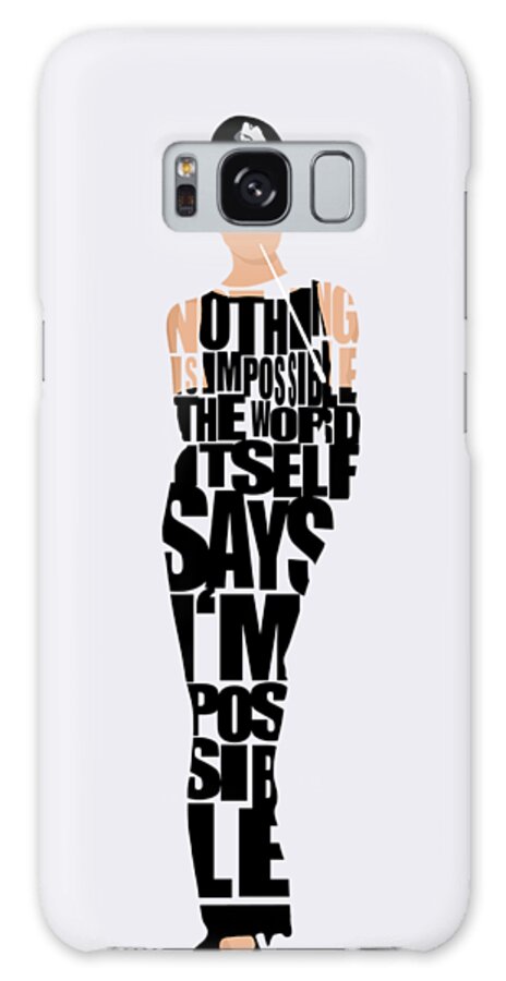 Audrey Hepburn Galaxy Case featuring the digital art Audrey Hepburn Typography Poster by Inspirowl Design