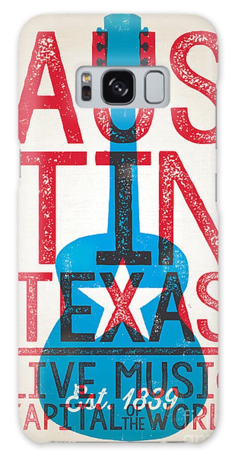 Guitars Galaxy Case featuring the digital art Austin Poster - Texas - Live Music by Jim Zahniser