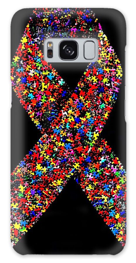 Autism Galaxy Case featuring the mixed media Autism Awareness Ribbon by Doug Powell