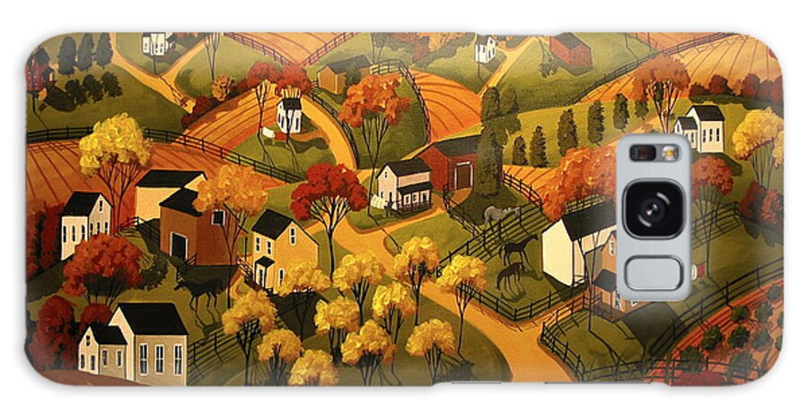 Folk Art Galaxy Case featuring the painting Autumn - a folkartmama original - folk art by Debbie Criswell