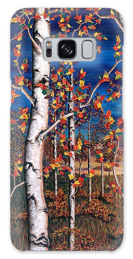 Acrylic Galaxy S8 Case featuring the painting Autumn Birch Forest by Lori Sutherland
