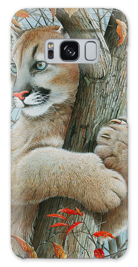 Cougar Kitten Galaxy Case featuring the painting Autumn Dew by Mike Brown