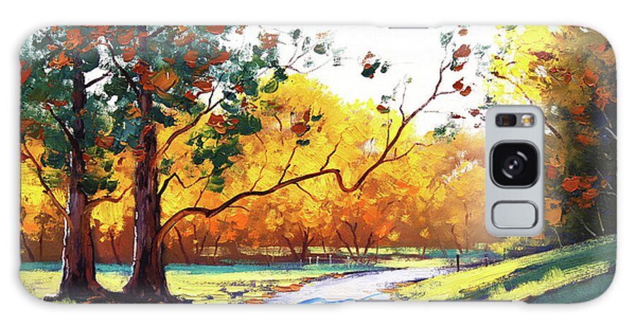 Nature Galaxy Case featuring the painting Autumn road Mt Wilson by Graham Gercken