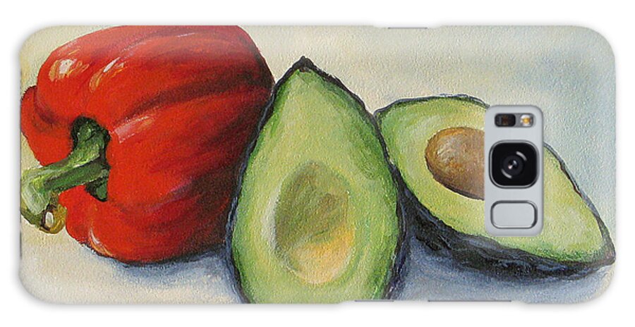 Bell Pepper Galaxy Case featuring the painting Avocado with Bell Pepper by Torrie Smiley