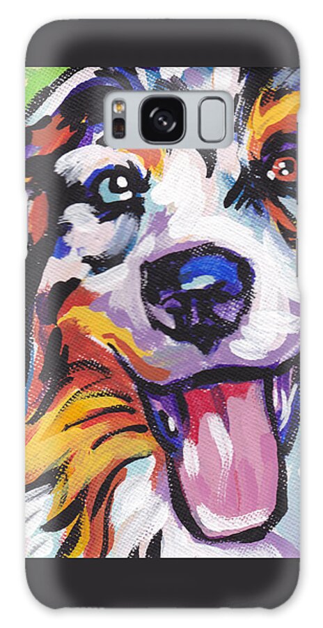 Australian Shepherd Galaxy Case featuring the painting Awesome Aussie by Lea S