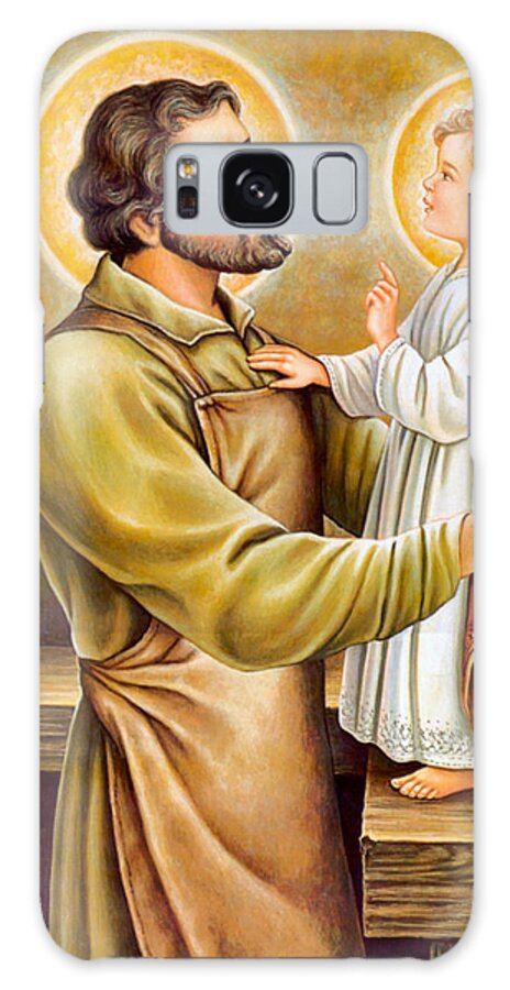 Joseph Galaxy Case featuring the painting Baby Jesus Talking to Joseph by Munir Alawi