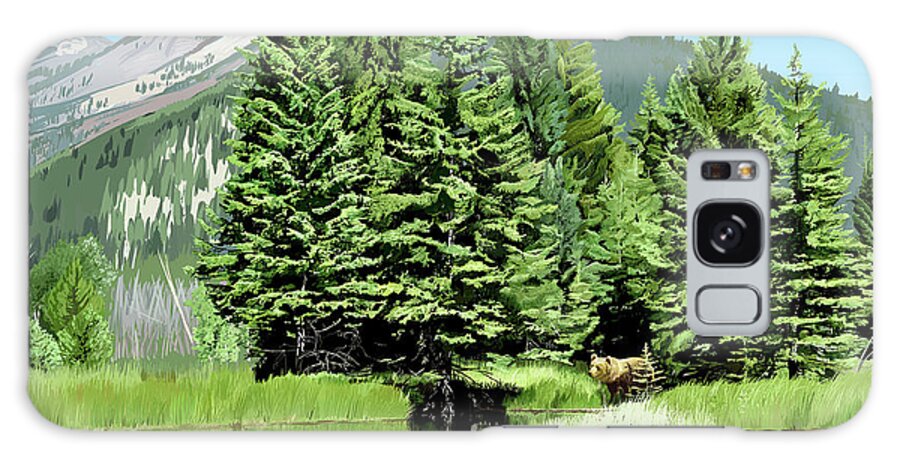 Summer Landscape Galaxy Case featuring the digital art Backwater and Bear by Pam Little