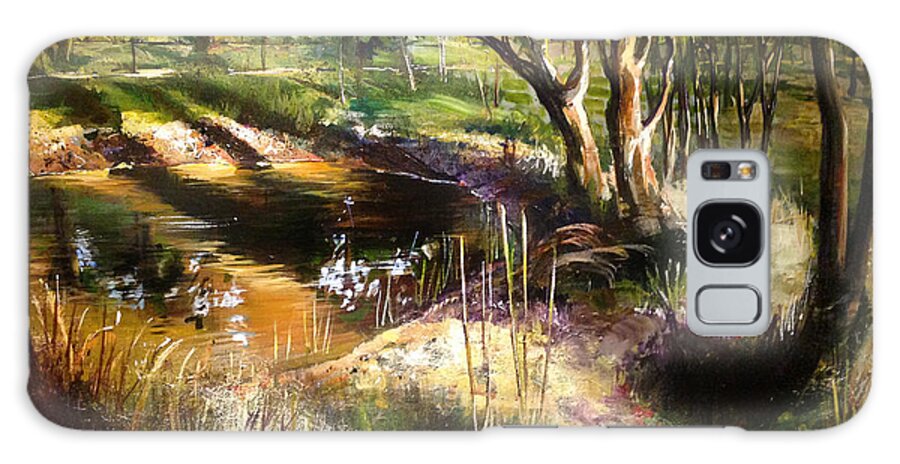 Landscape Galaxy Case featuring the painting Backyard Dam at Mulgoa by Shirley Peters