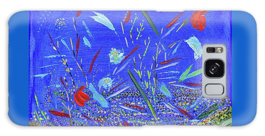 Blue Galaxy Case featuring the painting Backyard Party by Corinne Carroll