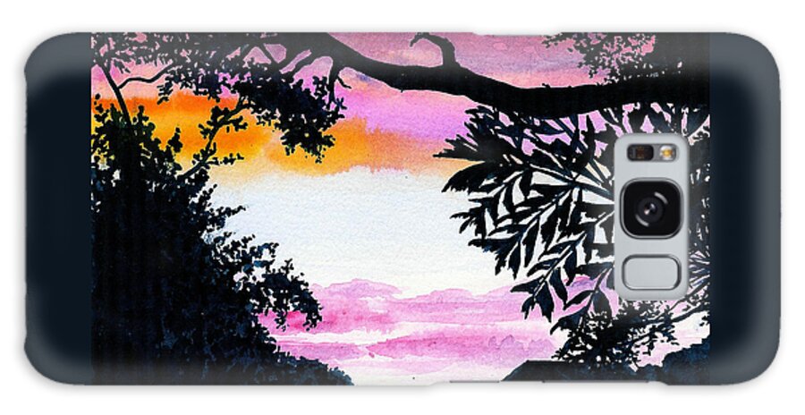 Sunset Galaxy Case featuring the painting Backyard Sunset by Anne Marie Brown