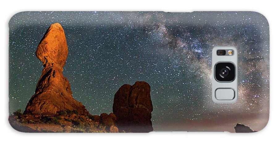 Arches National Park Galaxy Case featuring the photograph Balanced Rock and Milky Way by Dan Norris