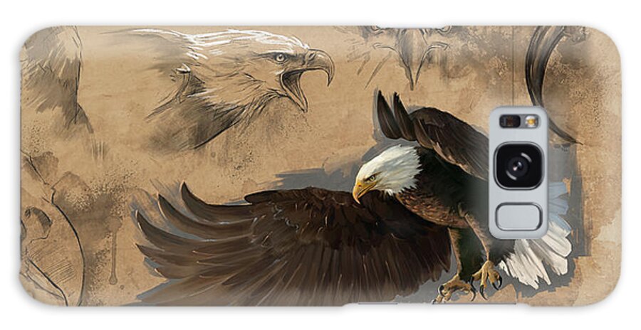 Eagle Galaxy Case featuring the digital art Bald Eagle Study Sheet by Steve Goad