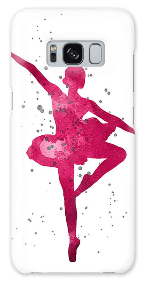Pink Galaxy Case featuring the painting Ballerina silhouette watercolor painting by Joanna Szmerdt