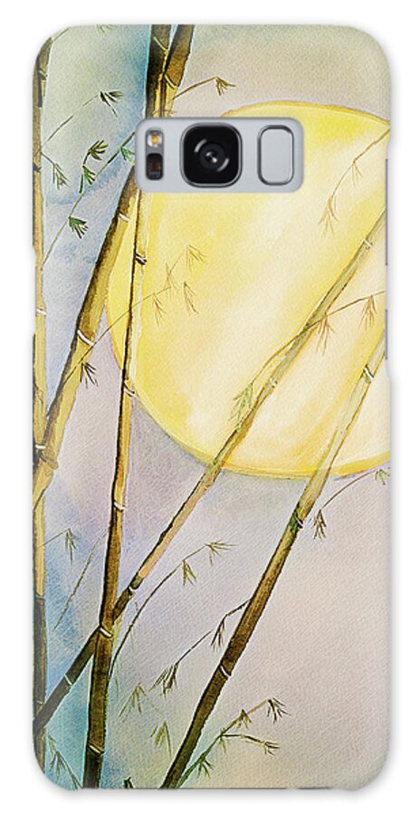 Bamboo Galaxy Case featuring the painting Bamboo Moon watercolor painting by Dee Browning