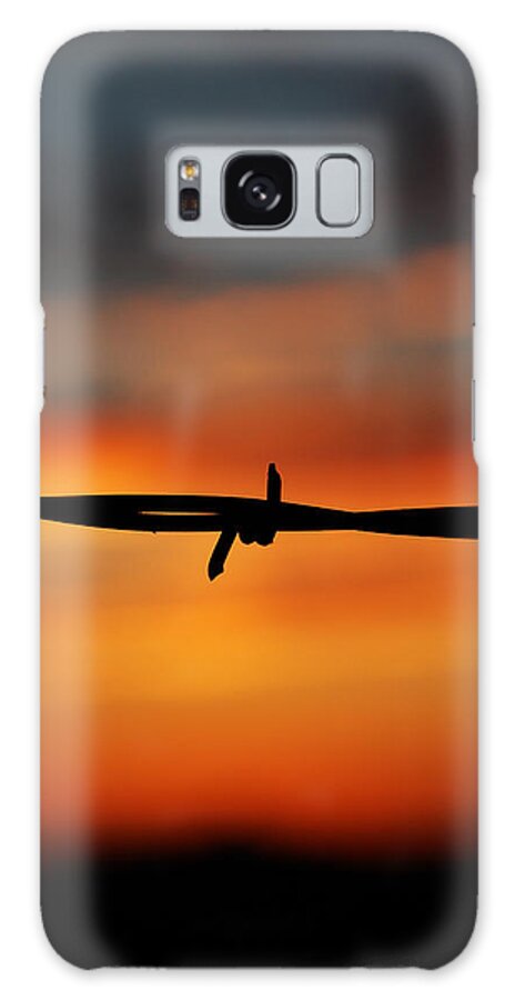 Barbwire Sunset Arizona Abstract Landscape Galaxy Case featuring the photograph Barbwire Sunset by Kelly Wade