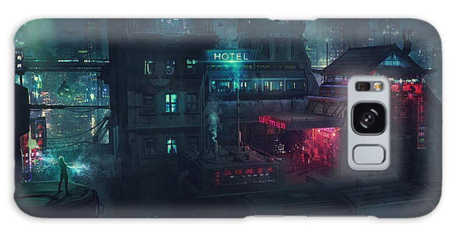 Scifi Galaxy Case featuring the painting Barcelona Smoke and Neons Eixample by Guillem H Pongiluppi