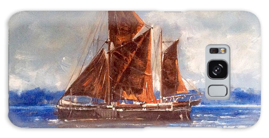 Riverscape Galaxy Case featuring the painting Barge with old sails by Raouf Oderuth