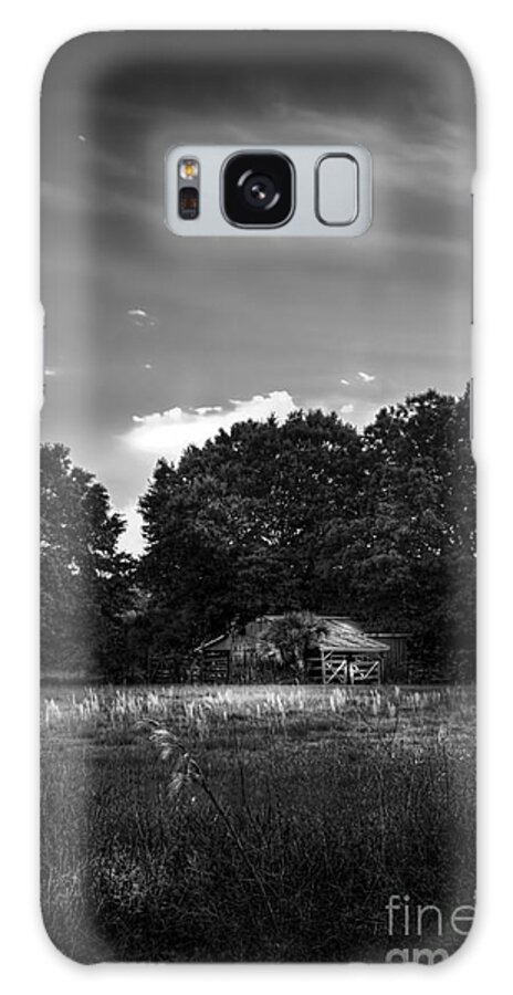 Barns Galaxy Case featuring the photograph Barn And Palmetto-BW by Marvin Spates