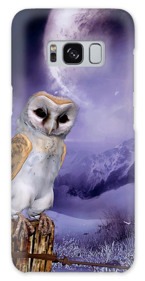 Animals Galaxy Case featuring the digital art Barn Owl - Winter Scene by John Junek