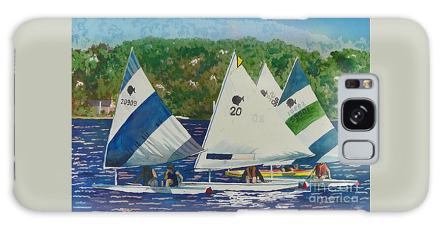 Bass Lake Galaxy Case featuring the painting Bass Lake Races by LeAnne Sowa
