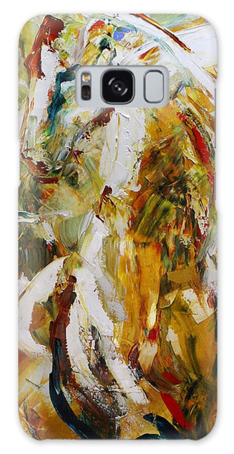 Horse Paintings Galaxy Case featuring the painting Bathed in Gold by Laurie Pace