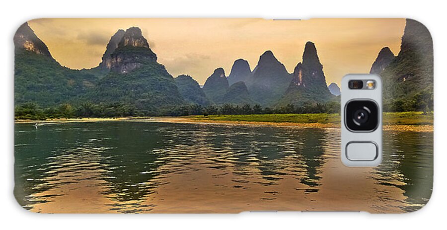Sunset Galaxy Case featuring the photograph Bathing in the golden landscape-China Guilin scenery Lijiang River in Yangshuo by Artto Pan