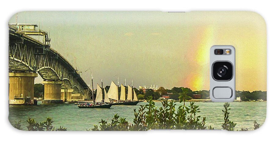 Schooners Galaxy Case featuring the photograph A Perfect Rainbow Evening by Ola Allen