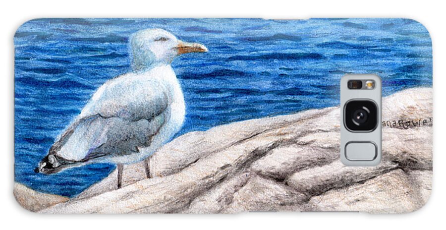 Herring Gull Galaxy Case featuring the drawing Beach Bum by Shana Rowe Jackson