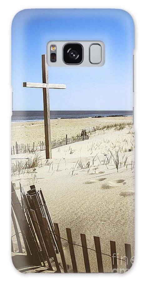 Beach Cross Galaxy Case featuring the photograph Beach Cross at Ocean Grove by Colleen Kammerer