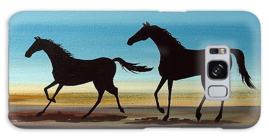 Art Galaxy Case featuring the painting Beach Stroll - horse landscape ocean by Debbie Criswell