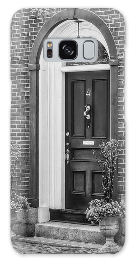Acorn Street Galaxy S8 Case featuring the photograph Beacon Hill Red Door BW by Susan Candelario
