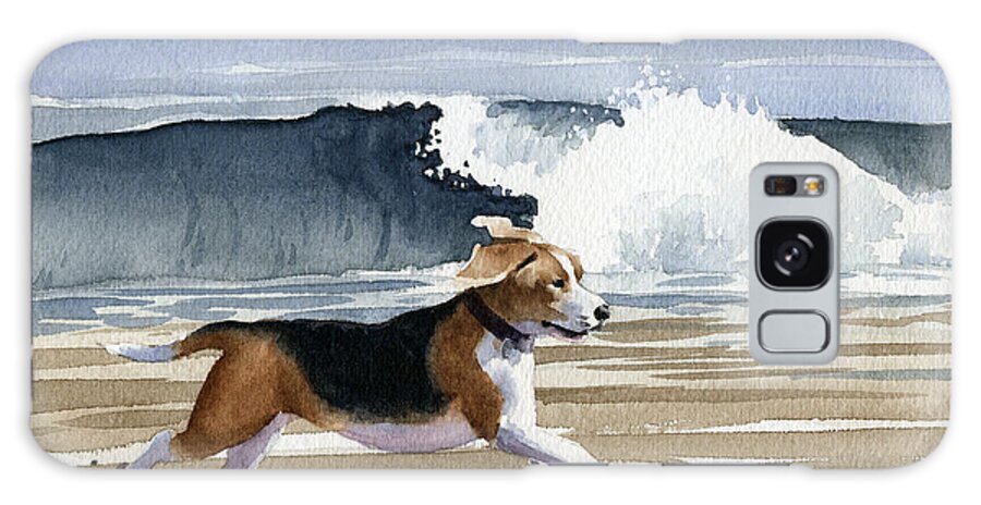 Beagle Galaxy Case featuring the painting Beagle At The Beach by David Rogers