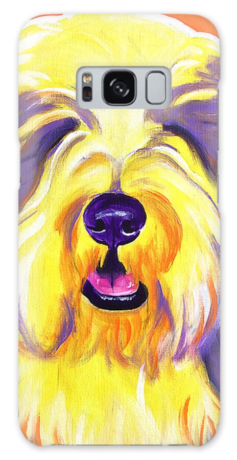 Bearded Collie Galaxy Case featuring the painting Bearded Collie - Banana by Dawg Painter