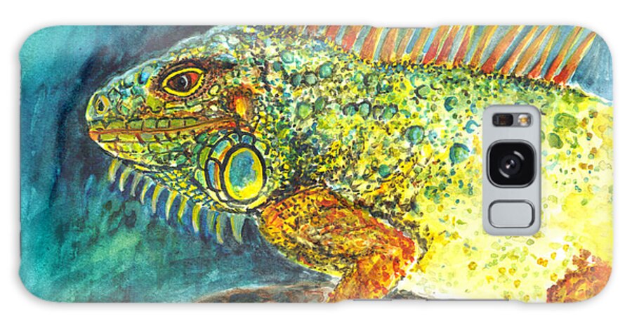 Iguana Galaxy Case featuring the painting Beautiful monster by Clara Sue Beym