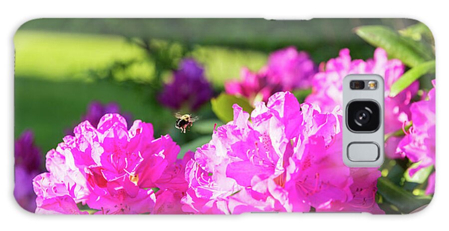 Bee Galaxy Case featuring the photograph Bee Flying Over Catawba Rhododendron by D K Wall
