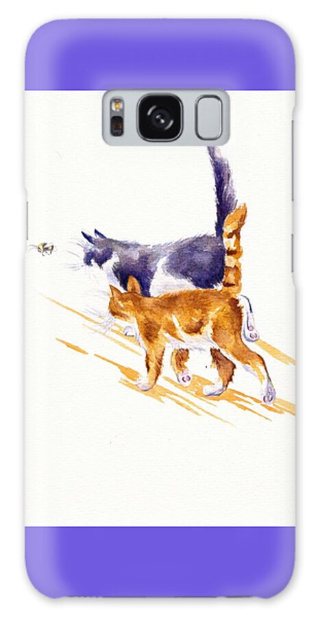 Cat Galaxy Case featuring the painting Bee Stalking - Two Cats by Debra Hall