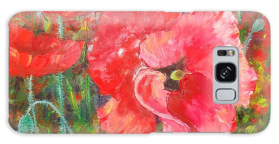 Poppies Galaxy Case featuring the painting Before the storm by Nina Mitkova