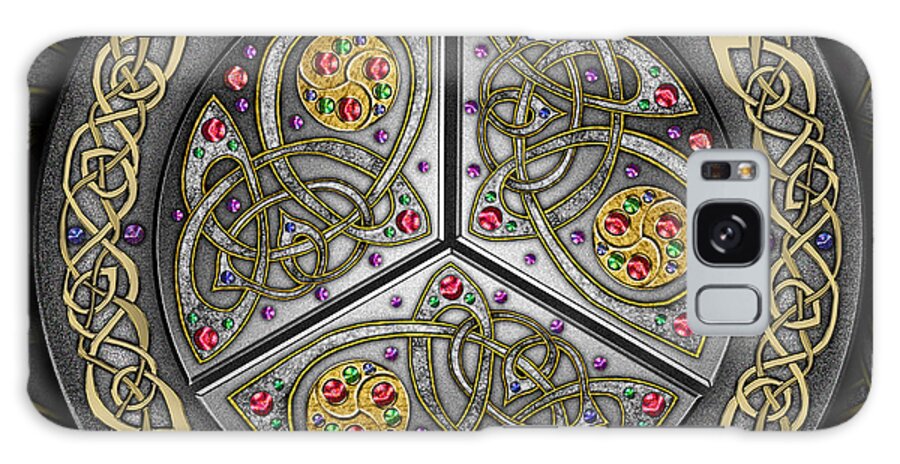 Artoffoxvox Galaxy Case featuring the mixed media Bejeweled Celtic Shield by Kristen Fox