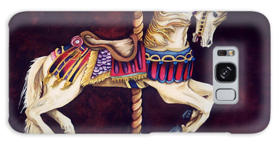 Carousel Galaxy Case featuring the painting Bejewled Carousel by Mary Silvia