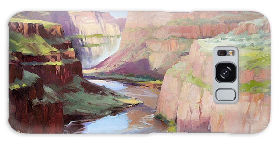 Waterfall Galaxy Case featuring the painting Below Palouse Falls by Steve Henderson
