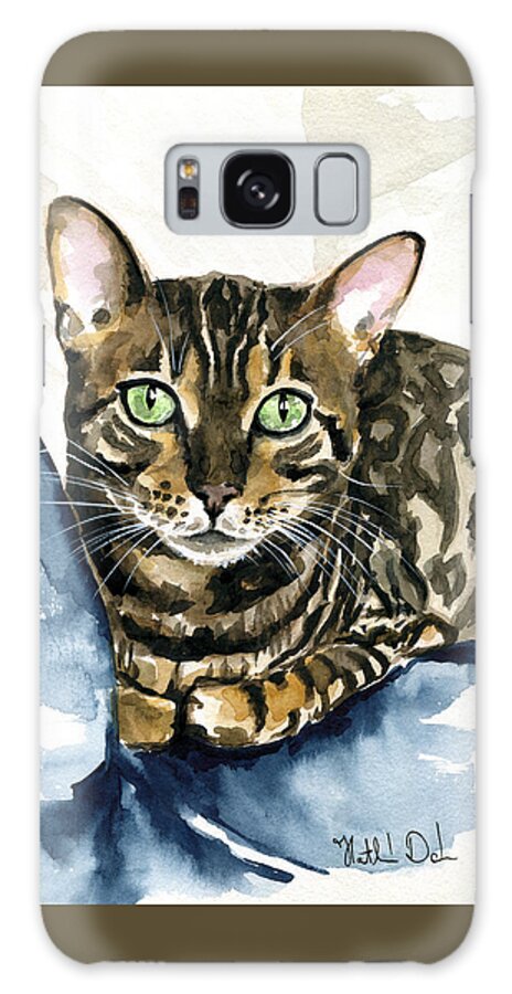 Cat Galaxy Case featuring the painting Bengal Perfection - Cat Painting by Dora Hathazi Mendes