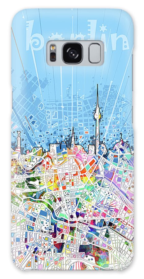 Berlin Galaxy Case featuring the digital art Berlin City Skyline Map by Bekim M