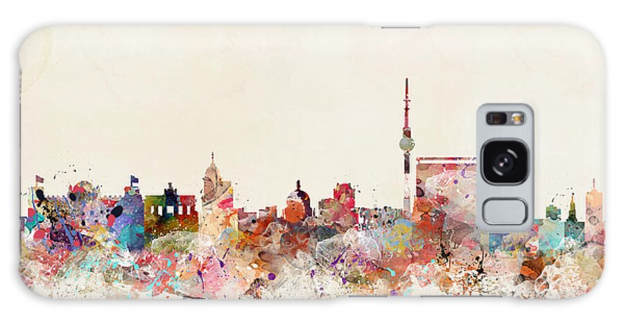 Berlin City Skyline Galaxy Case featuring the painting Berlin Germany Skyline by Bri Buckley
